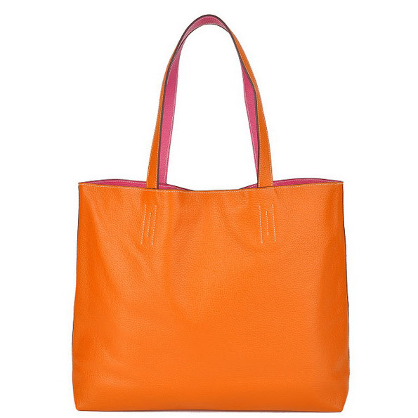 Best Hermes Reversible Leather Handbag Orange/Peach 519020 - Click Image to Close